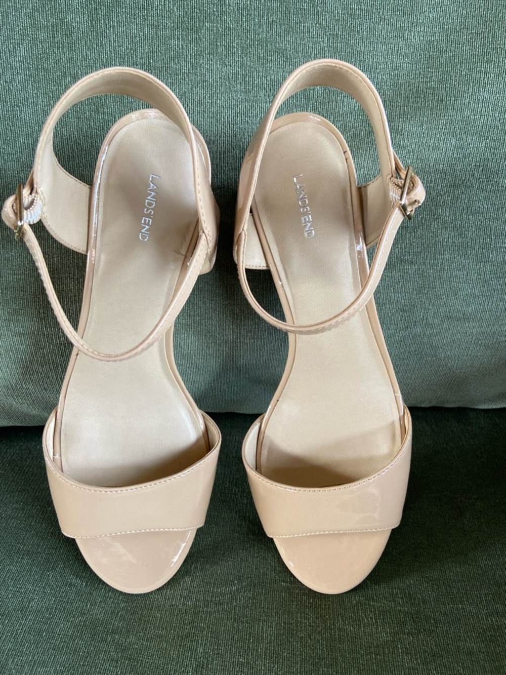 Lands' End Nude Patent Slingback Sandals